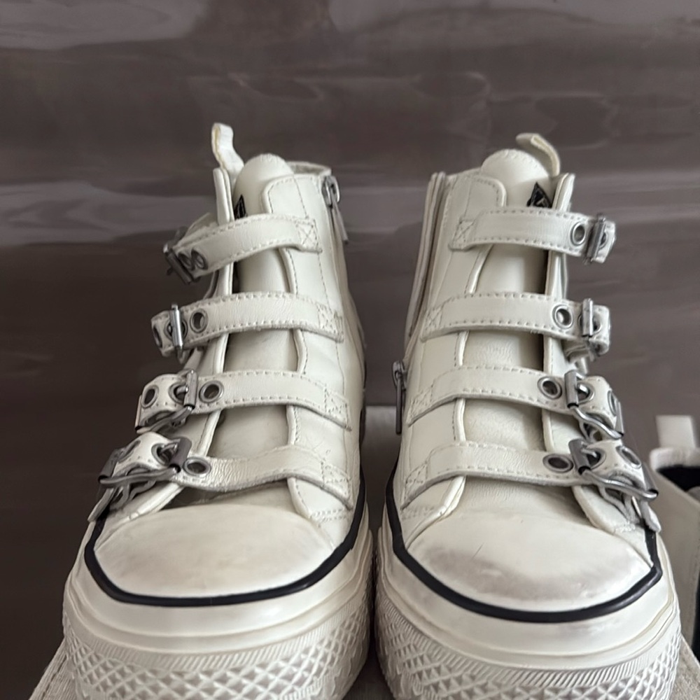 ASH Leather Razor High Tops for womens in white, worn once: Sz 37